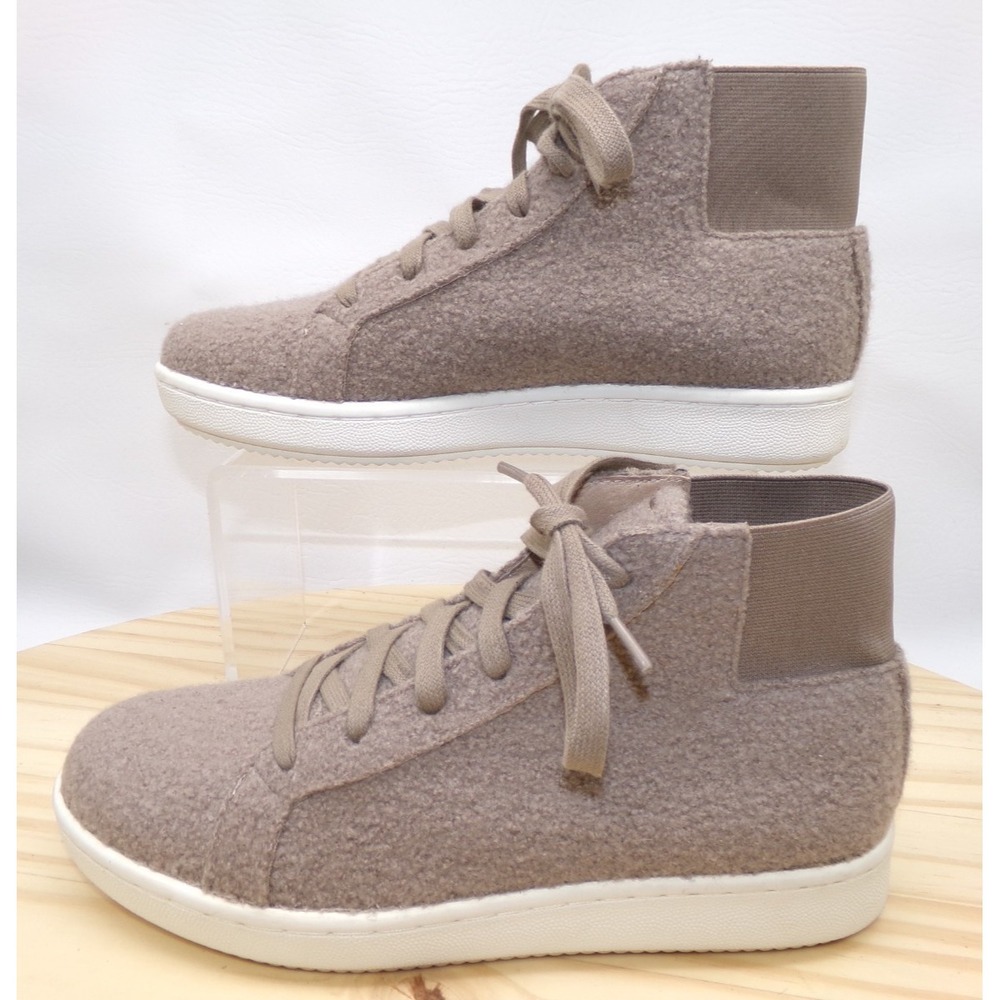 Eileen Fisher Gaze Wool High Top Shoes Womens Natural Tan Sz 7 Lace Up Sneakers